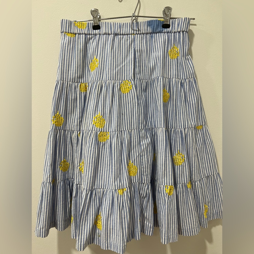 summer j.crew blue and white pinstripe skirt